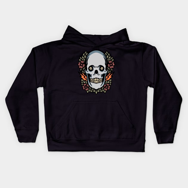 skull and flower illustration Kids Hoodie by donipacoceng